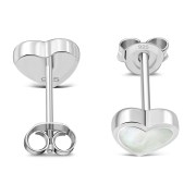 Mother of Pearl Heart Stud Silver Earrings, e315